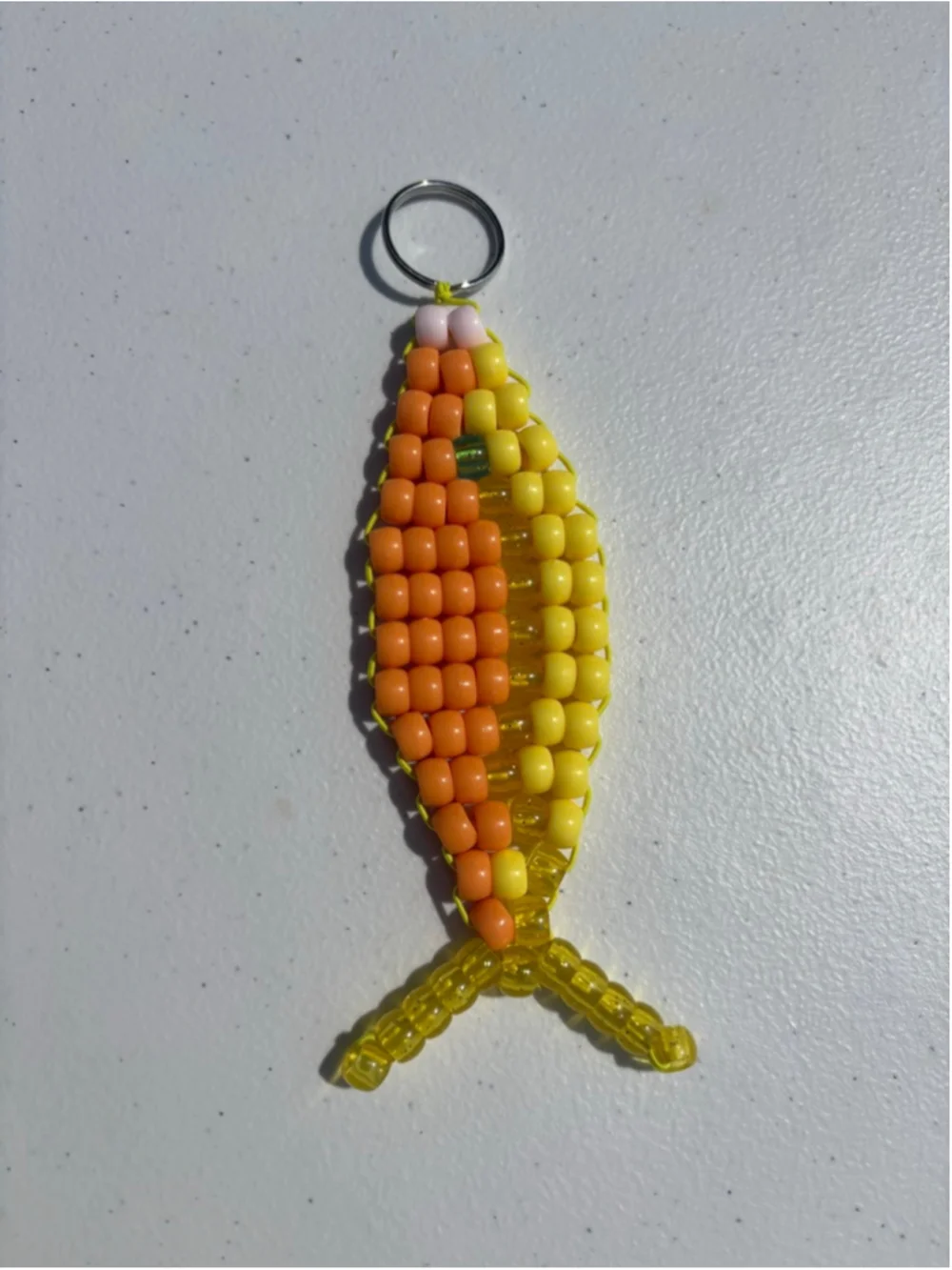 Pony bead Fish Keychain One Size Orange Yellow